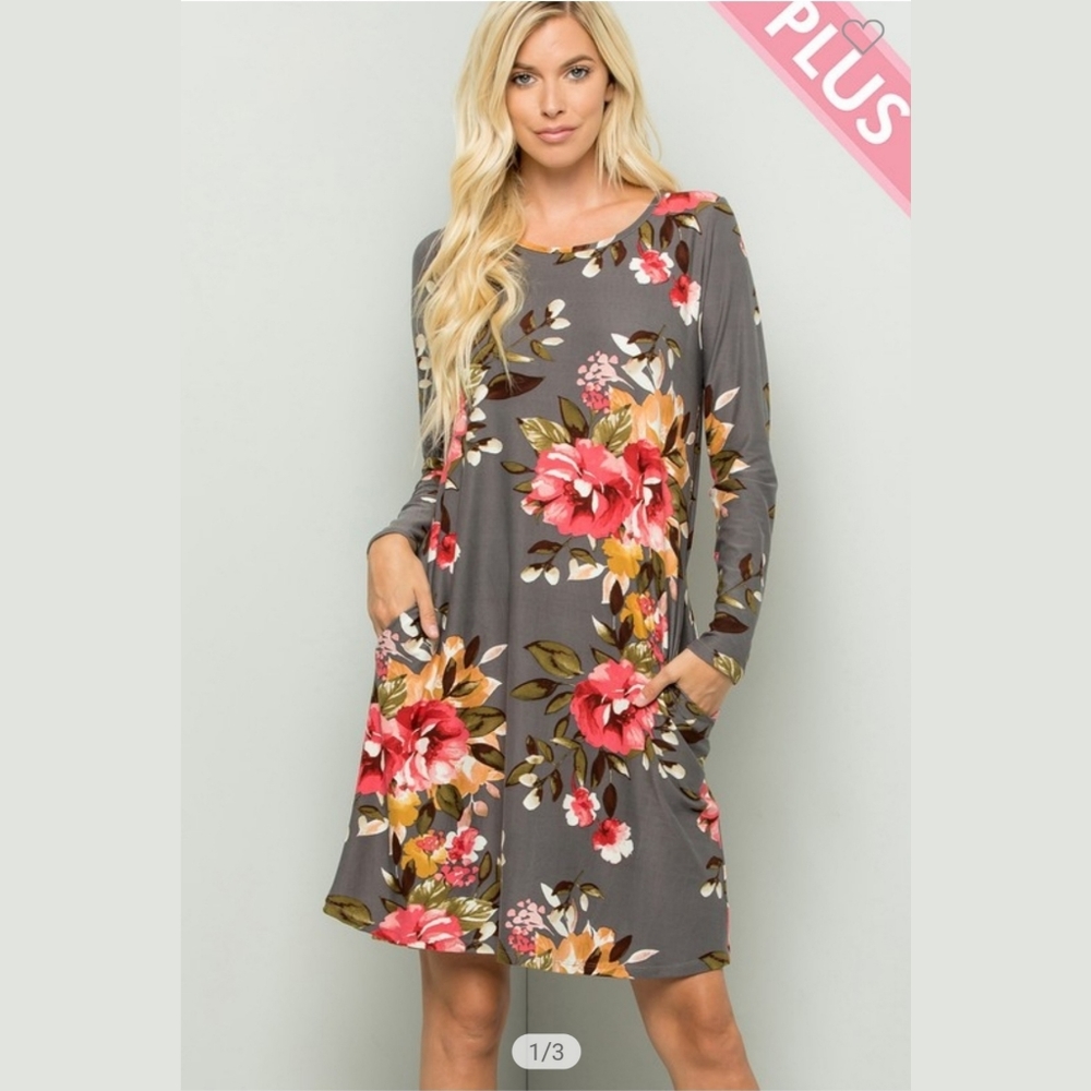 Grey Floral Dress